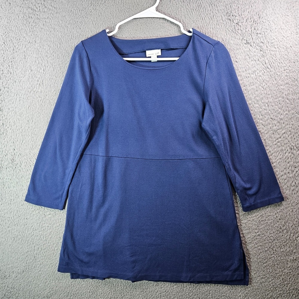 J Jill Ponte Tunic Top Women XS Stretch 3/4 Sleeve‎ Purple Blue